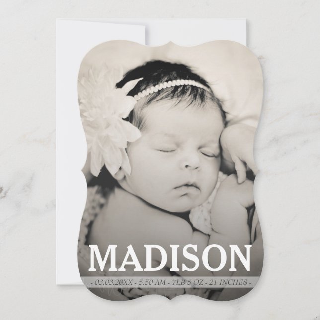 Vintage Baby Girl Birth Announcement Photo Card (Front)