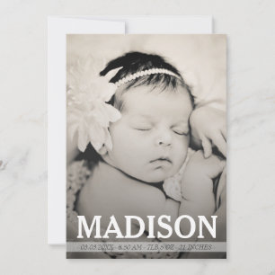 Vintage Baby Girl Birth Announcement Photo Card