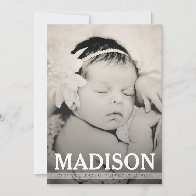 Vintage Baby Girl Birth Announcement Photo Card (Front)