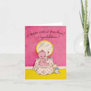 Vintage Baby Girl Congratulations Card