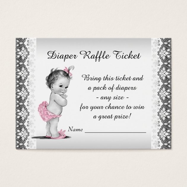 Vintage Baby Girl Diaper Raffle Ticket