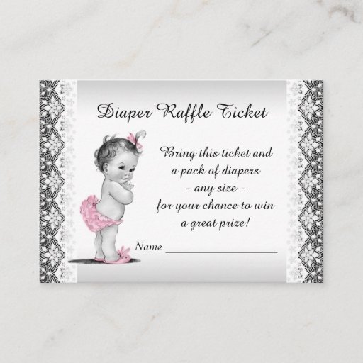 Customizable Vintage Baby Girl Diaper Raffle Ticket Business Card
