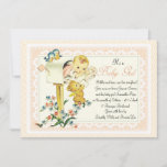 Vintage Baby Girl Inside Mail Box Baby Shower Invitation at Zazzle