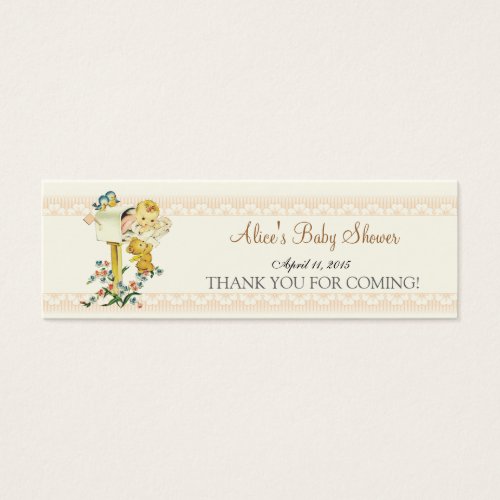 Vintage Baby Girl Mail Box Baby Shower Favor Tag