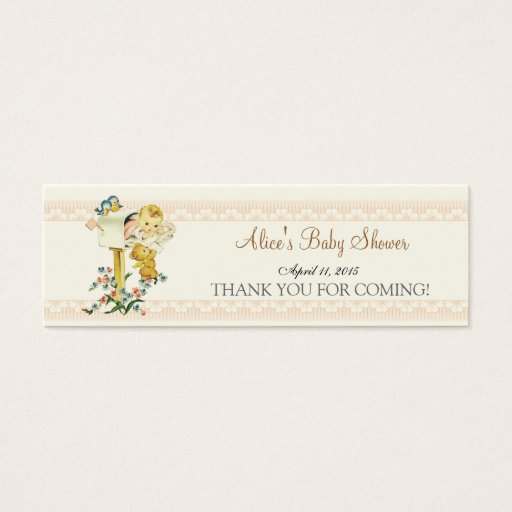 Customizable Vintage Baby Girl Mail Box Baby Shower Favor Tag Business Card
