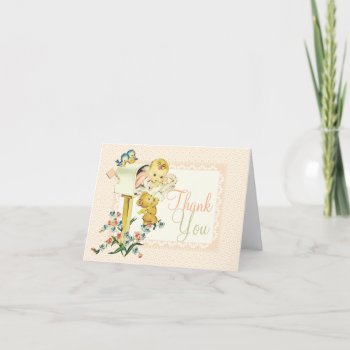 Vintage Baby Girl Mail Box Custom Thank You by jardinsecret at Zazzle