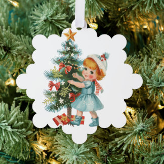 Vintage baby girl ornament card