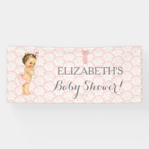 Vintage Baby Girl Pink White & Gray Banner