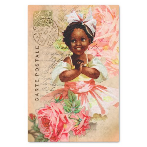 Vintage Baby Girl Postcard Decoupage Tissue Paper