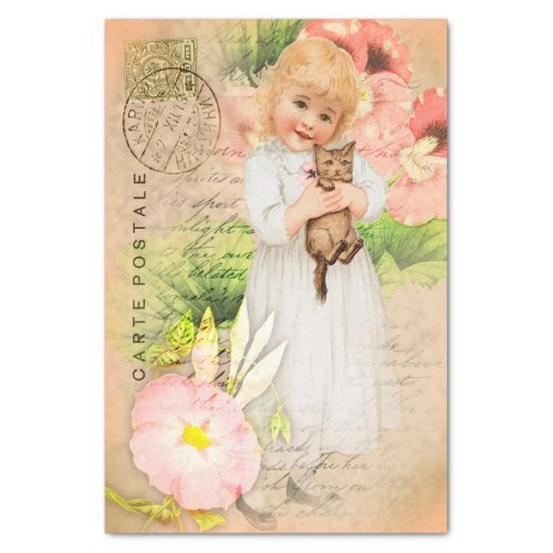 Vintage Baby Girl Postcard Decoupage Tissue Paper