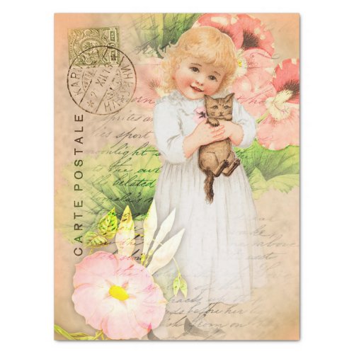 Vintage Baby Girl Postcard Decoupage Tissue Paper