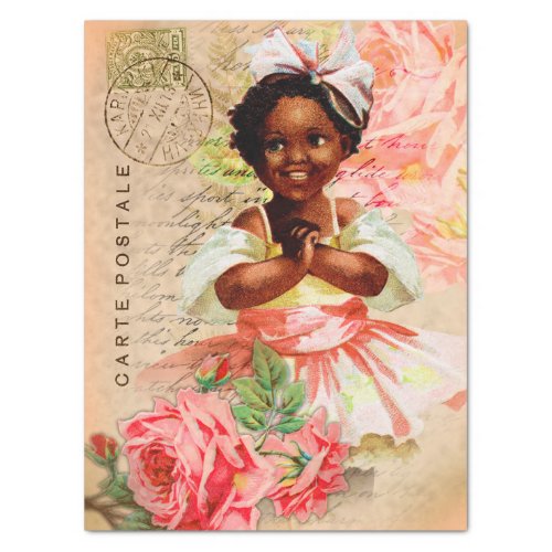 Vintage Baby Girl Postcard Decoupage Tissue Paper