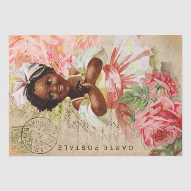 Vintage Baby Girl Postcard Decoupage Tissue Paper (Front)