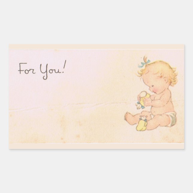 Vintage Baby Girl Rectangular Sticker (Front)