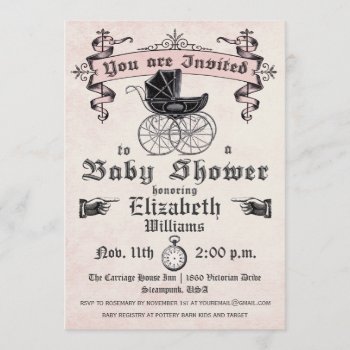 Vintage Baby Girl Shower Invitation by MetricMod at Zazzle