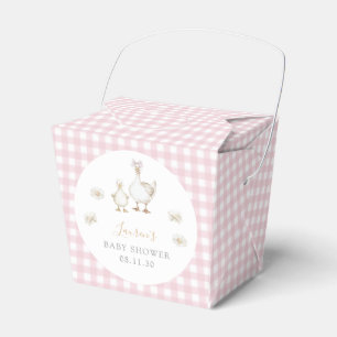 Vintage Baby Girl Silly Goose Pink Bow Shower Favor Boxes