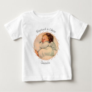 Vintage Baby Girl Sleeping Angel on Cloud Baby T-Shirt