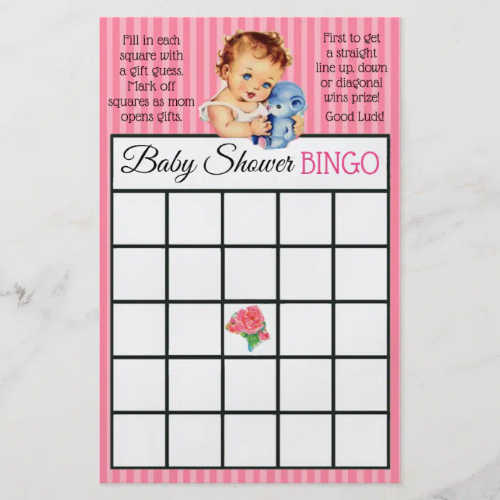 Vintage Baby Girl Teddy Bear Baby Shower Games Flyer Zazzle Com