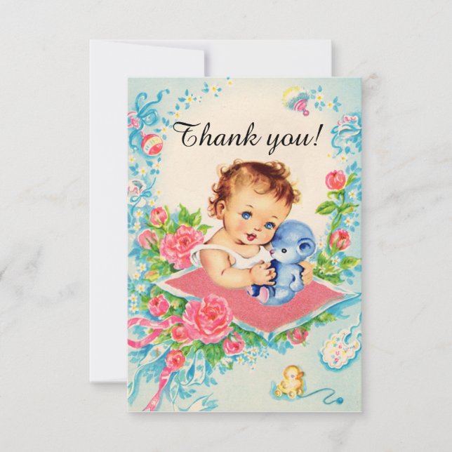Vintage Baby Girl "Thank You" Cards (Front)
