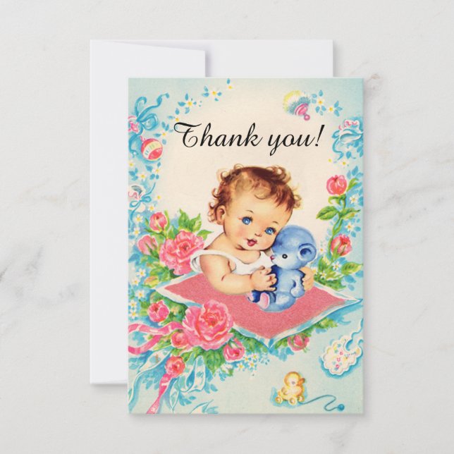 Vintage Baby Girl "Thank You" Cards (Front)