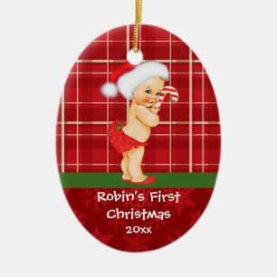Vintage Baby Girl's First Christmas Ornament