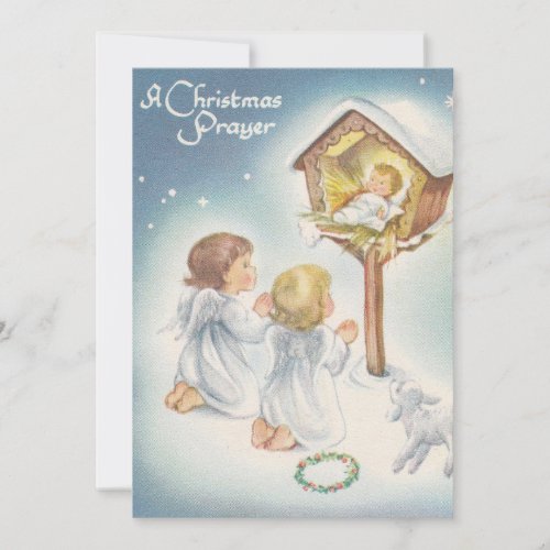 Vintage Baby Jesus and Angels Christmas Holiday Card