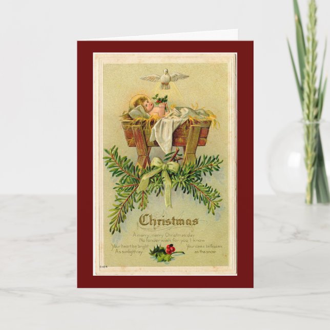 Vintage Baby Jesus And Dove Holiday Card (Front)