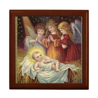 Vintage Baby Jesus in Manger Gift Box