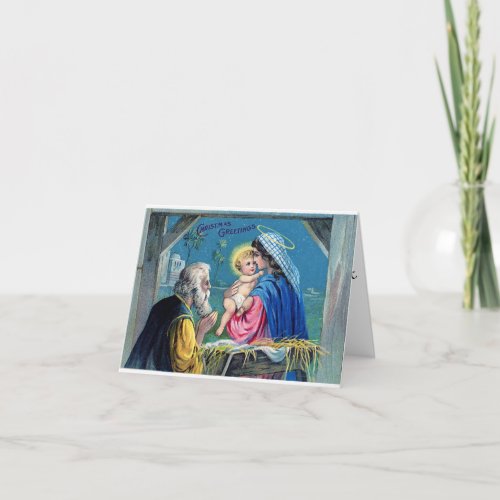  Vintage Baby Jesus Mary Religious Christmas Card