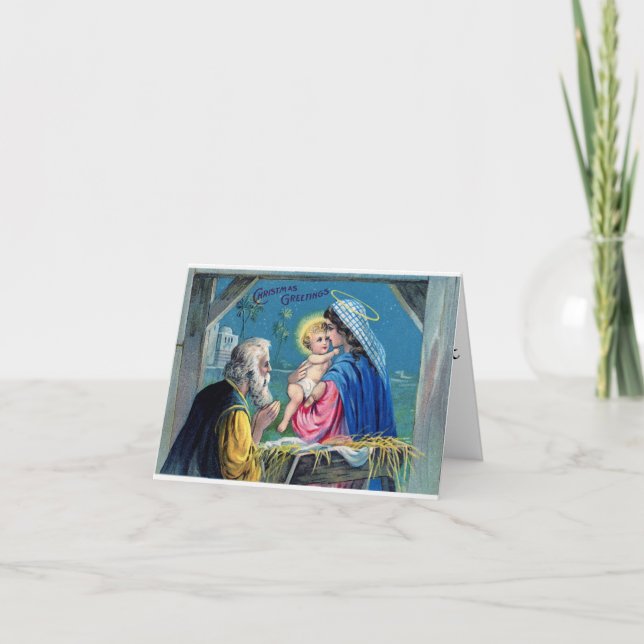  Vintage Baby Jesus Mary Religious Christmas Card (Front)
