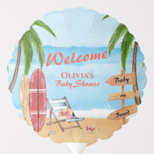 Vintage Baby On Board Surfing Baby Shower Welcome Balloon