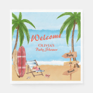 Vintage Baby On Board Surfing Baby Shower Welcome Napkins