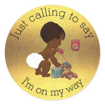 Vintage Baby on Phone Faux Gold Foil Baby Shower