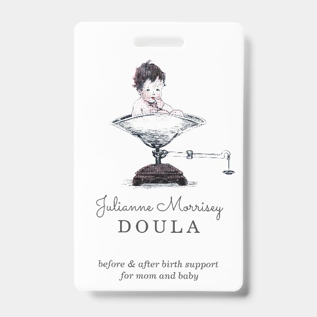 Vintage Baby On Scale Doula Badge (Front)