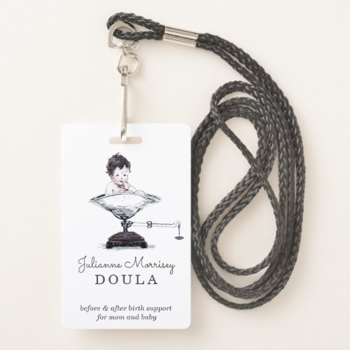 Vintage Baby On Scale Doula Badge