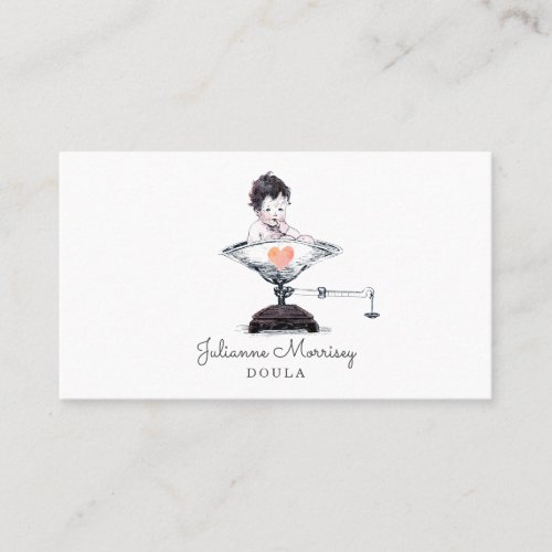 Vintage Baby On Scale Doula Business Card