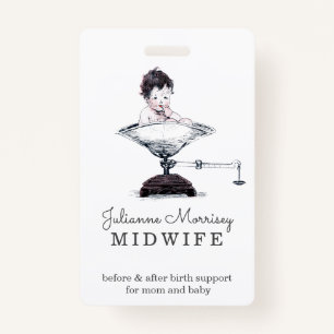 Vintage Baby On Scale Midwife Doula Badge