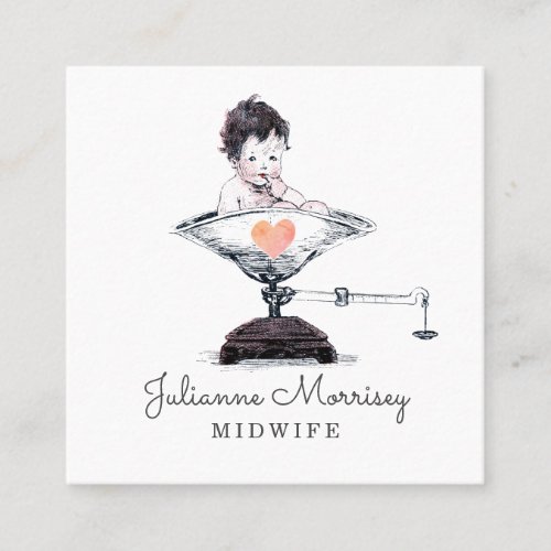 Vintage Baby On Scale Midwife Doula Business Card