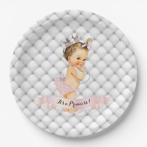 Vintage Baby Princess Diamonds Blush Pink Vintage Paper Plates