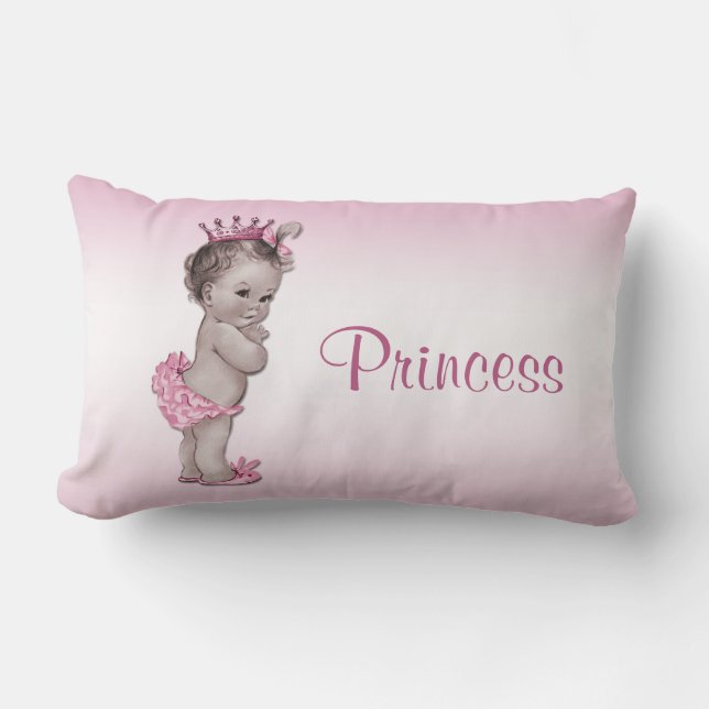 Vintage Baby Princess Pink Lumbar Pillow (Front)