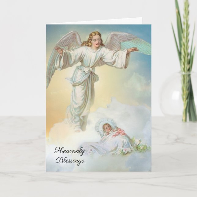 Vintage Baby Religious Scripture Guardian Angel Card (Front)