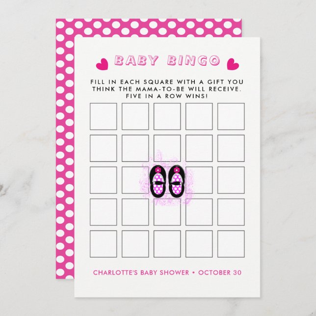 Vintage Baby Shoes Baby Shower Bingo Game Invitation (Front/Back)