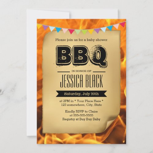 Vintage Baby Shower BBQ Party Invitations 5" X 7" Invitation Card