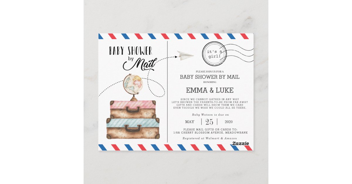Vintage Baby Shower by Mail Long Distance Postage Postcard | Zazzle