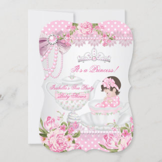 Vintage Baby Shower Cute Girl Pink Rose Tea Party Invitation