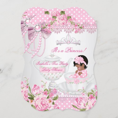 Vintage Baby Shower Cute Girl Pink Rose Tea Party Invitation