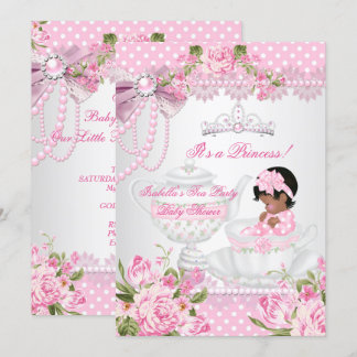 Vintage Baby Shower Cute Girl Pink Rose Tea Party Invitation
