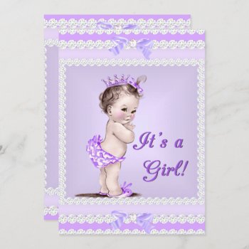 Vintage Baby Shower Girl Lilac Lavender Purple Invitation by VintageBabyShop at Zazzle