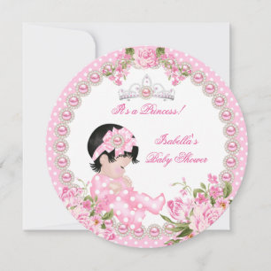 Vintage Baby Shower Girl Pink Pearl Rose 3A Invitation