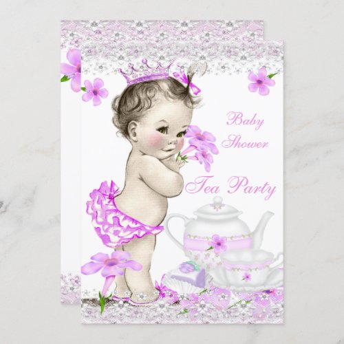 Vintage Baby Shower Girl Princess Tea Party Invitation